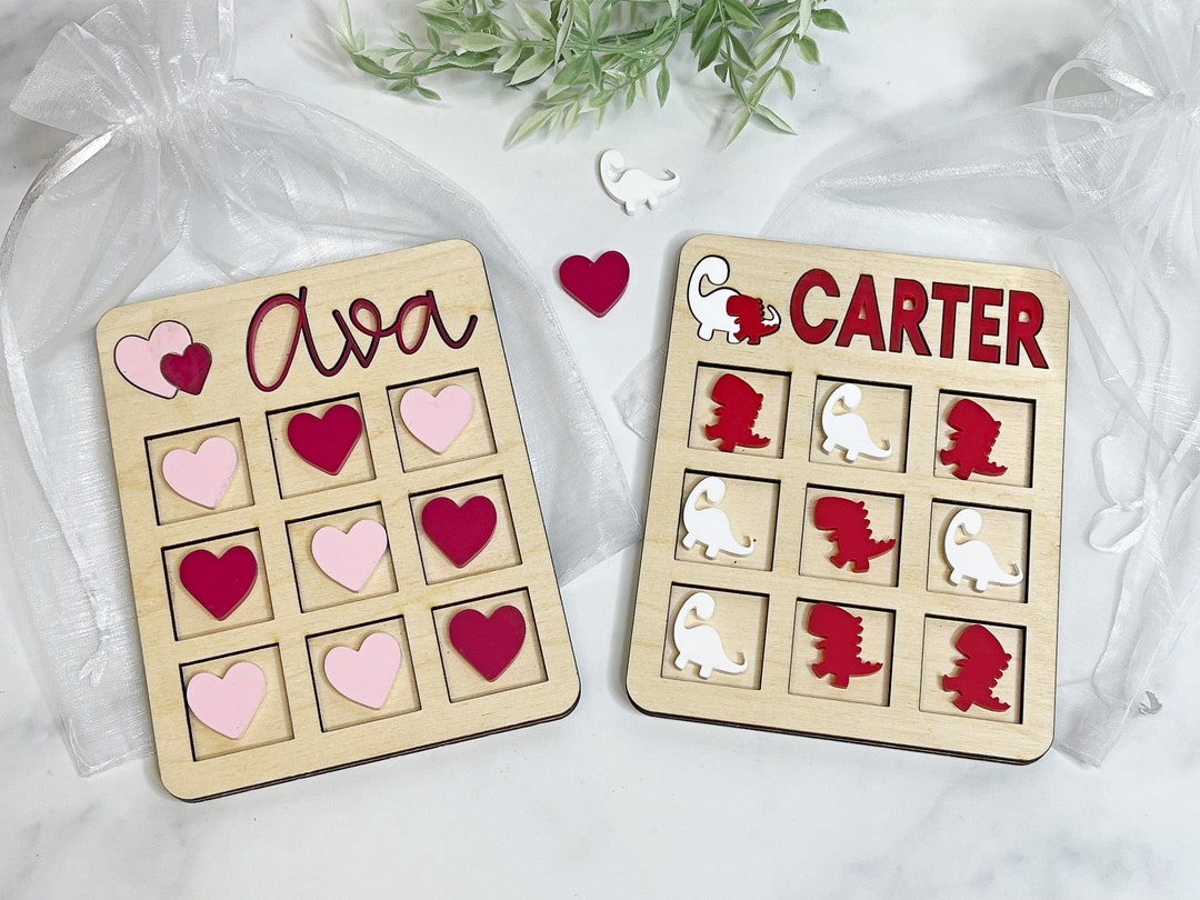 Valentines Day Gift for Kids Personalized Tic Tac Toe Boards With Bag ...