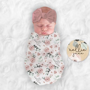 Personalize Baby Girl Blanket Pink Rose Blanket Custom Name Blanket Rose Swaddle Baby Shower Gift Blanket Receiving Blanket or Plush Blanket