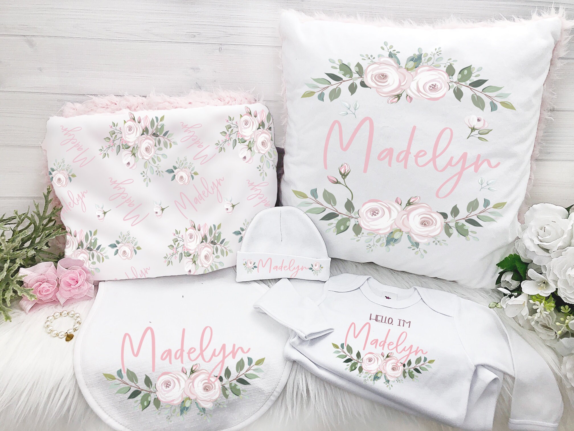 Baby Girl Gift Set Personalized Baby Shower Gift Set Pink Etsy UK