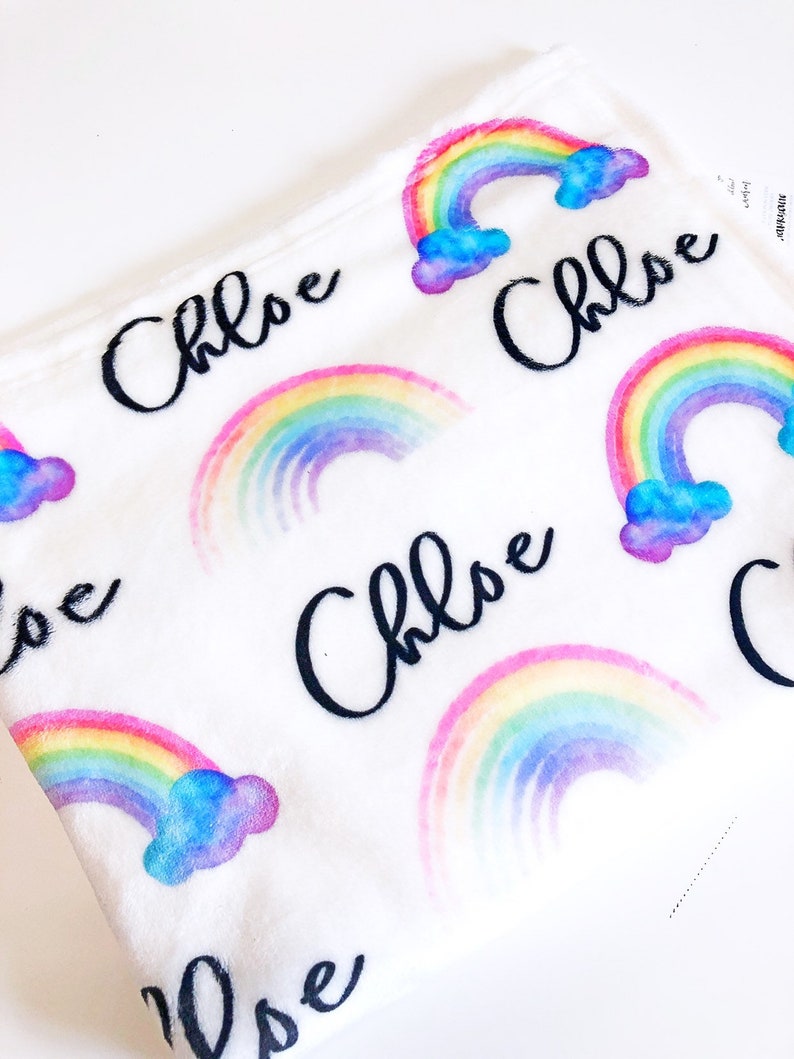 Baby Girl Rainbow Blanket Personalize Baby Blanket Swaddle Etsy