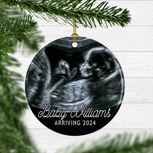 Pregnancy Announcement Gift Ultrasound Photo Christmas Ornament Excepting a Baby Announcement Pregnant Personalized Ornament FREE SHIPPING