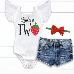 Strawberry 2nd Birthday Outfit Two Sweet Birthday Shirt Strawberry Shortcake Birthday Personalized Birthday Outfit 2nd Birthday Outfit
