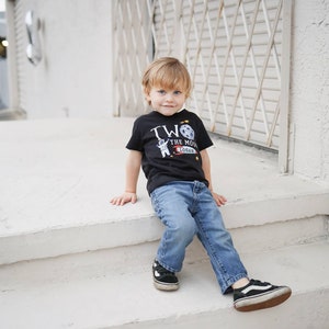 Two the Moon Birthday Shirt Boys 2nd Birthday Outer Space Birthday Party Personalized Shirt image 3