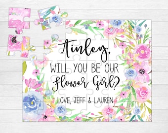 Will You Be My Flower Girl Puzzle Gift - Cat Themed Wedding Proposal Invitation