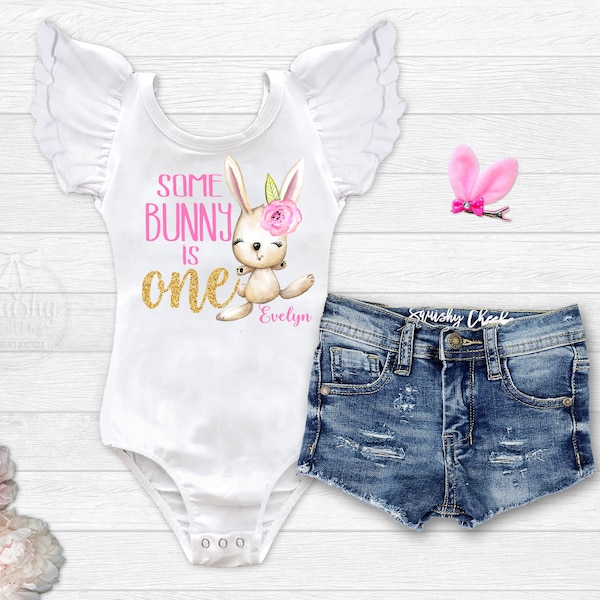 Hase Geburtstag Outfit Mädchen Geburtstag Outfit Some Bunny is One Outfit Personalisierte Ostern Geburtstag Ostern Shirt Monogrammed Ostern Outfit