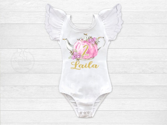 Tea Party Birthday Shirt Tea for Two Girls 2nd Birthday Outfit Second Birthday ANY AGE 1st Birthday Leotard First Birthday Shirt