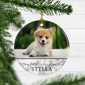 Dog Christmas Ornament My First Christmas Marble Holiday Ceramic Ornament Pet Cat Dog Gift FREE SHIPPING