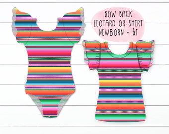 Serape Leotard Girls Rainbow Shirt Fiesta Birthday Flutter Sleeve Leotard with Snaps Newborn Baby Leotard Toddler Leotard SIZES NB - 8