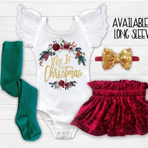 Baby Girl 1st Christmas Outfit First Christmas Dress Newborn Christmas Outfit Infant Christmas Dress 1st Christmas Dress image 1