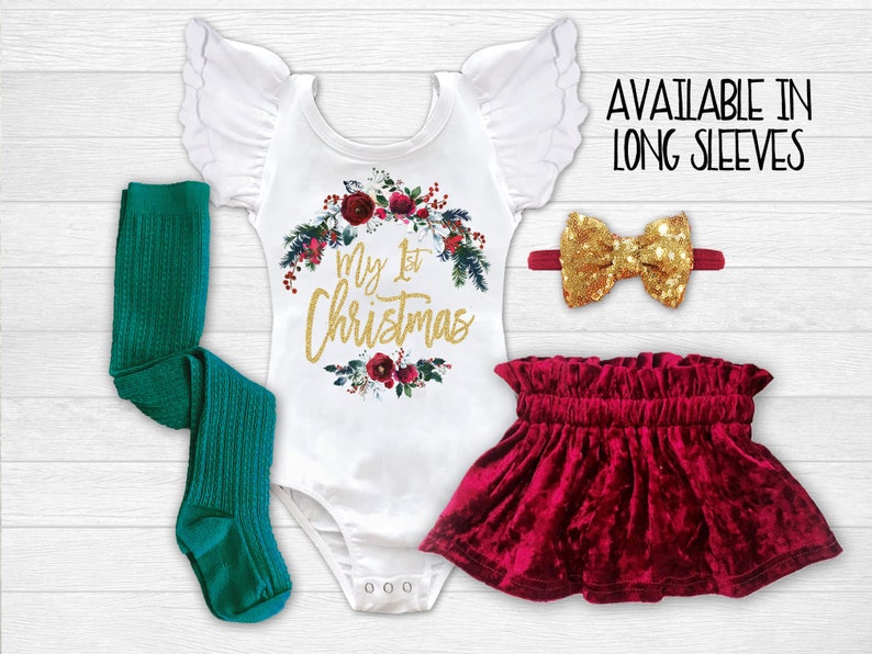 Baby Girl 1st Christmas Outfit First Christmas Dress Newborn Christmas Outfit Infant Christmas Dress 1st Christmas Dress image 1