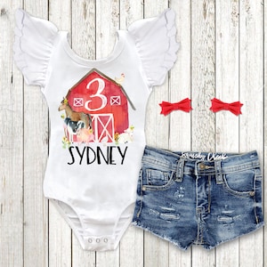 Farm Animal Birthday Outfit Girls Farm Birthday Shirt Baby Girl 1st Birthday Outfit Personalized Farm Birthday Outfit Farm Birthday Party