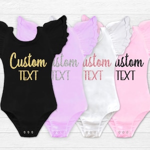 Design Your Own Leotard Personalized Girl Clothes Custom Text Baby Girl Gift Toddler Clothes OVER 40 COLORS for your text