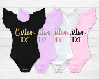Design Your Own Leotard Personalized Girl Clothes Custom Text Baby Girl Gift Toddler Clothes OVER 40 COLORS for your text