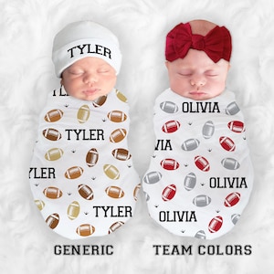 Football Baby Blanket Custom Colors Football Nursery Baby Boy Baby Girl Swaddle Personalize Baby Blanket Baby Shower Gift Name Blanket