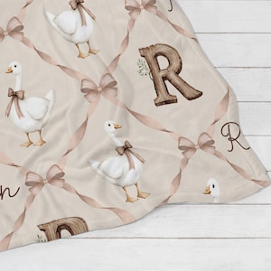 Baby Unisex Personalized Neutral Goose Swaddle Blanket Set