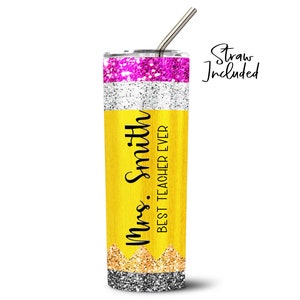 Teacher Appreciation FAUX glitter Gift Personalized Teacher Fake Glitter Tumbler Best Stainless Steel Tumbler Stainless Steel Straw