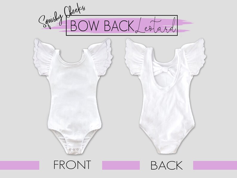 Puede incluir: Leotardo blanco con mangas con volantes y un lazo en la espalda. El leotardo se llama "Squishy Cheeks Bow Back Leotard".