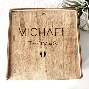 Baby Boy Personalized Keepsake Box, Custom Newborn Engraved Memory Gift Box