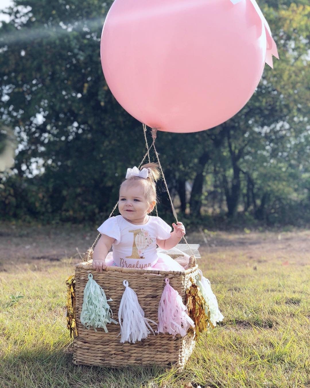 Hot Air Balloon Birthday Outfit 1st Birthday Shirt Hot Air Balloon Birthday Leotard Pink and Gold First Birthday Shirt Squishy Cheeks Etsy
