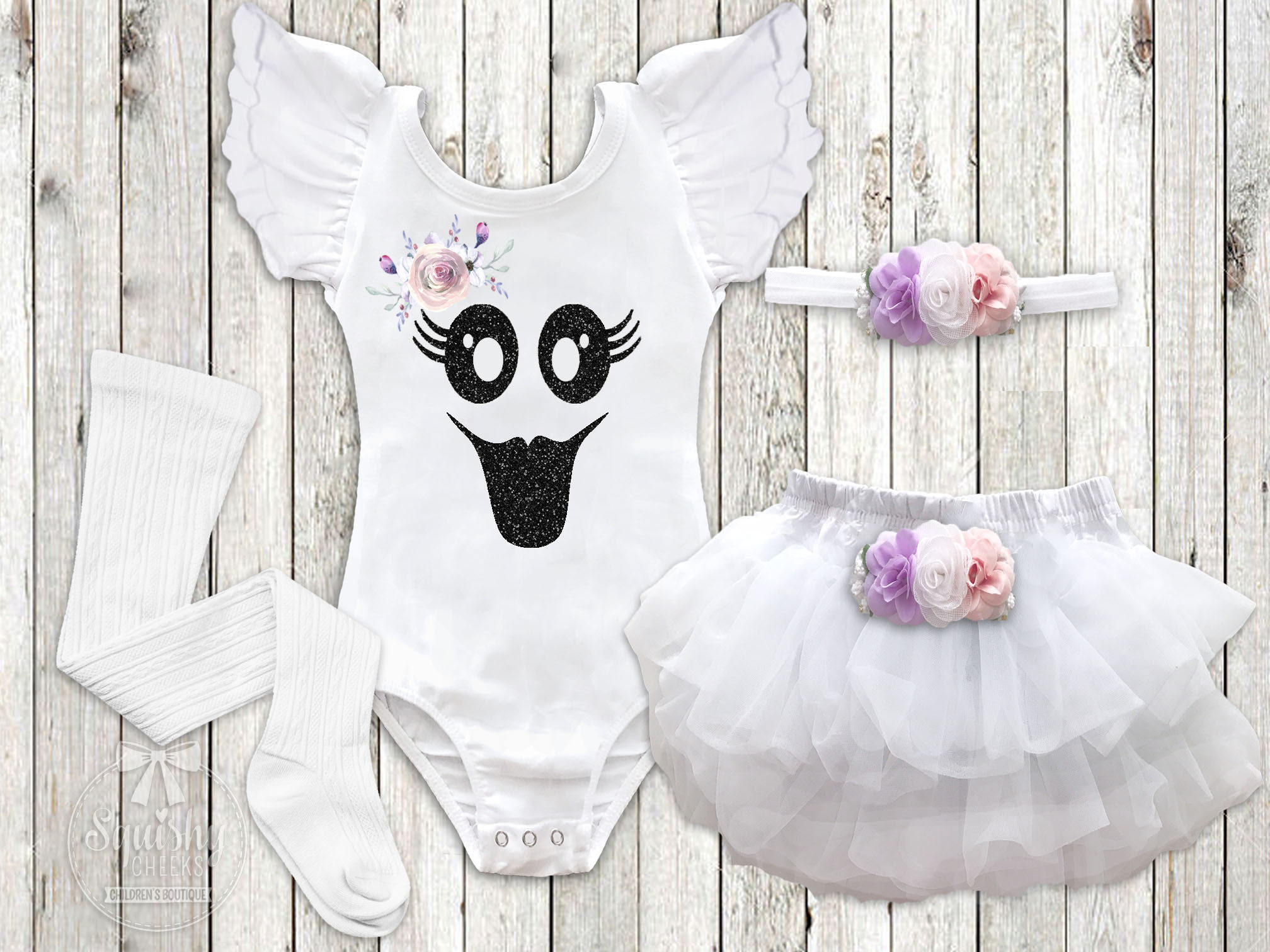 Baby Girl Ghost Halloween Costume Boho Ghost Girl Halloween Costume Toddler Halloween Ghost Outfit Halloween Leotard Squishy Cheeks