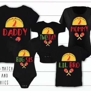 Family Matching Taco Twosday Birthday Top Mommy and Me Taco Tuesday Fiesta Taco Festive Family Set