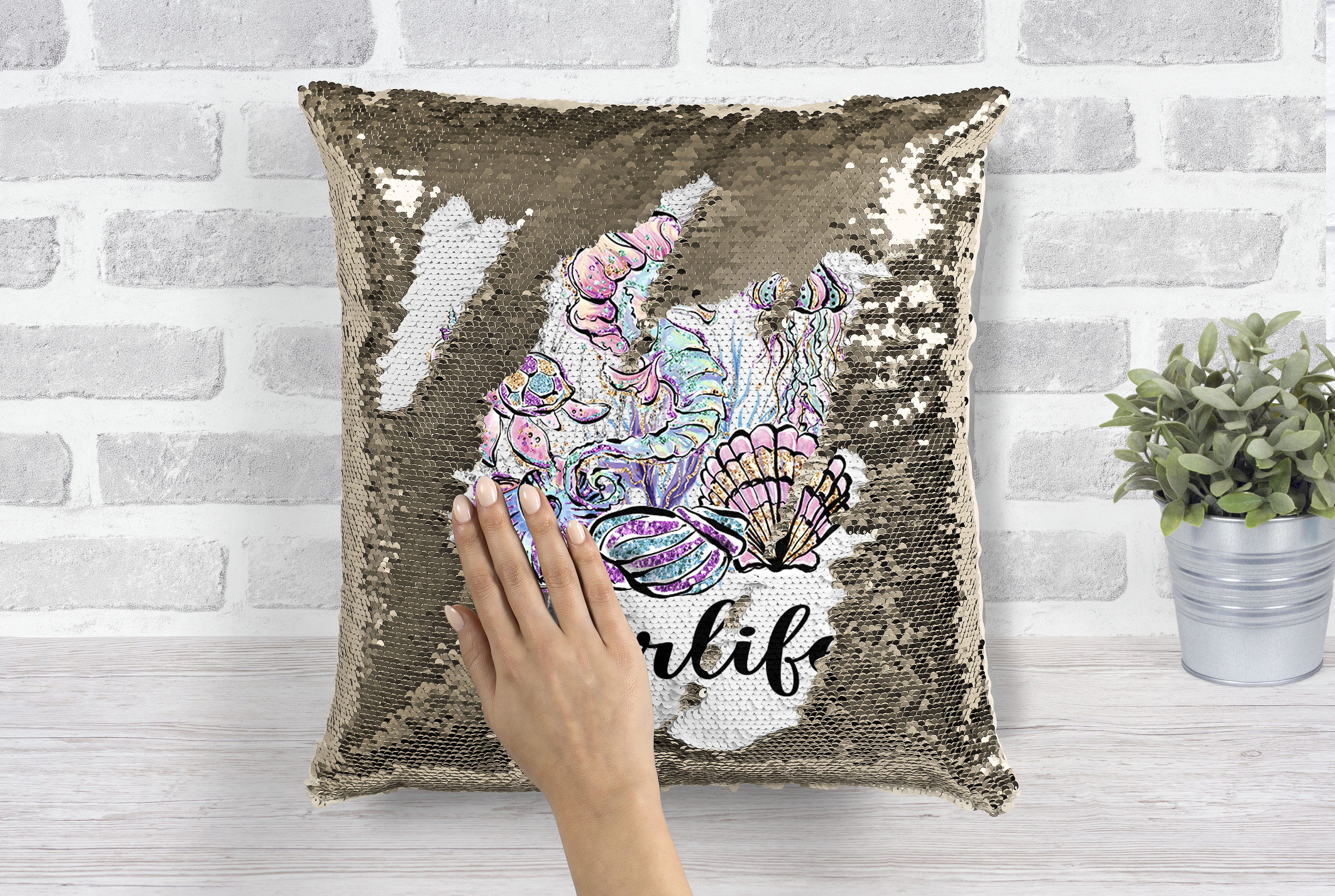 Mermaid Pillow Merlife Gold Pillow Case Girl Birthday Gift Etsy