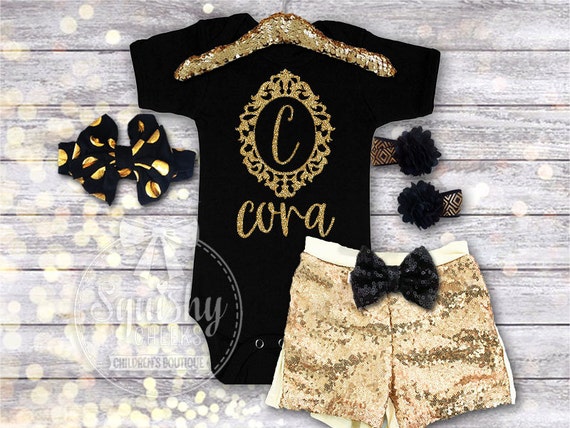 black and gold baby girl clothes