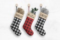 Personalized Christmas Stockings Custom Monogrammed Buffalo Plaid Buffalo Check Stockings Canvas Red Black White