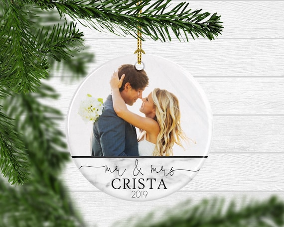 First Christmas Married Ornament Wedding Photo Personalized 