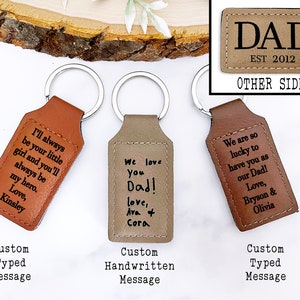 Fathers Day Gift Keychain for Dad Key Chain Gift from Kids Personalized Key Ring Handwritten Note for Dad Custom Birthday Gift for Dad