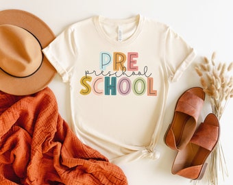 Preschool Teacher Shirts, Pre School Back to School Tshirt Girls First Day of School 1st Day of Preschool
