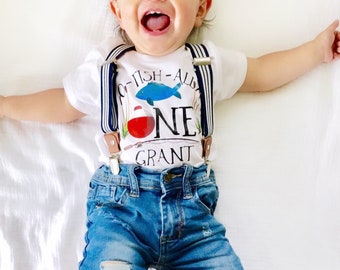 Fish Birthday Outfit Boys Fish Birthday Shirt Baby Boys 1st Birthday Outfit O-Fish-Ally One Personalized Smash Cake Outfit ANY AGE