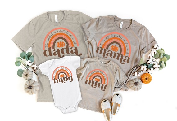 Family Thanksgiving Shirts Mama and Mini Thankful Grateful Blessed