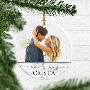 First Christmas Married Ornament Wedding Photo Personalized Marbled Ornament Wedding Gift Mr. and Mrs. Ornament Newlywed Gift FREE SHIPPING