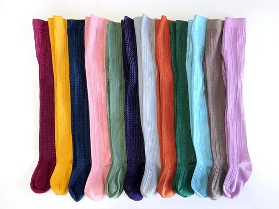 Cable Knit Tights Baby Tights Girls Hand-dyed Tights Baby