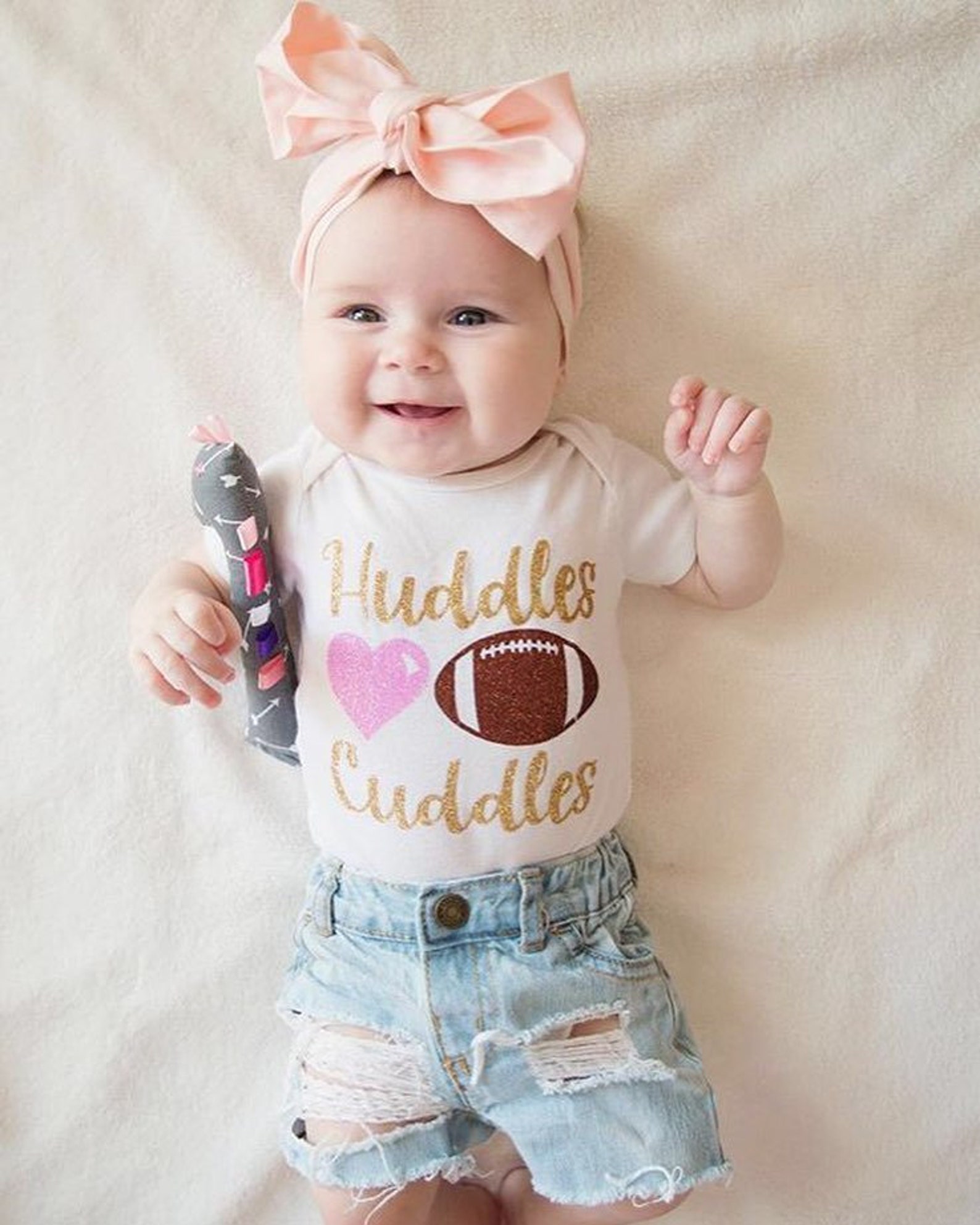 Baby Girl Football Outfit Girl Football Bodysuit Huddles and Etsy