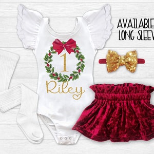Girls Personalized Christmas Birthday Shirt Holiday Birthday Outfit Christmas Dress Baby Girl Holiday Birthday Outfit Size NB-10