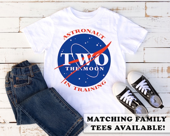 Two the Moon NASA Inspired Birthday and Family Shirt 2nd Birthday Tee Boys Space Birthday Party Ground Control Second Birthday