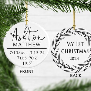 Baby Boys 1st Christmas Ornament Baby Birth Stats Ornament Boy Personalized First Christmas Gift New Baby Gift Free Shipping