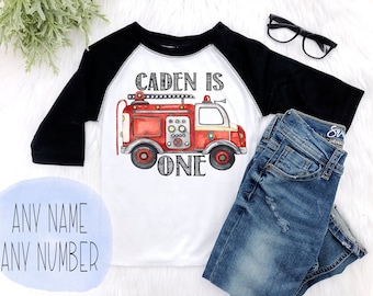 Boys Firetruck Birthday Shirt, Personalized Fire Truck Shirt Available in any age