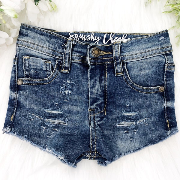 Short en jean effet vieilli pour fille, Shorts bébé fille, Shorts en jean, Shorts pour petite fille, Shorts déchirés Shorts fille tendance, Taille nouveau-né-5 t