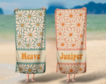 Retro Flower Personalized Beach Towel: Groovy Custom Pool Towel