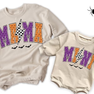 Retro Halloween Mama Mini Matching Mom Kids Sooky Sweatshirts Mommy and Me