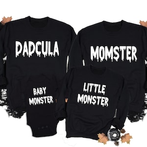 Momster, Mini Monster, Dadcula, Matching Family Halloween Sweatshirts Mommy and Me Halloween Shirts