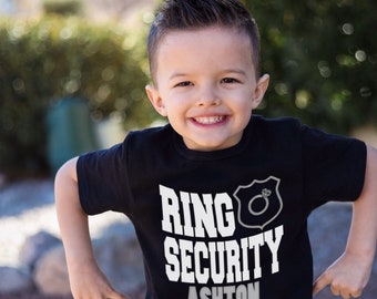 Ring Security Ring Bearer Shirt Ring Bearer Gift Personalized Name Wedding Rehearsal Ring Bearer Gift Sized Newborn-14/16