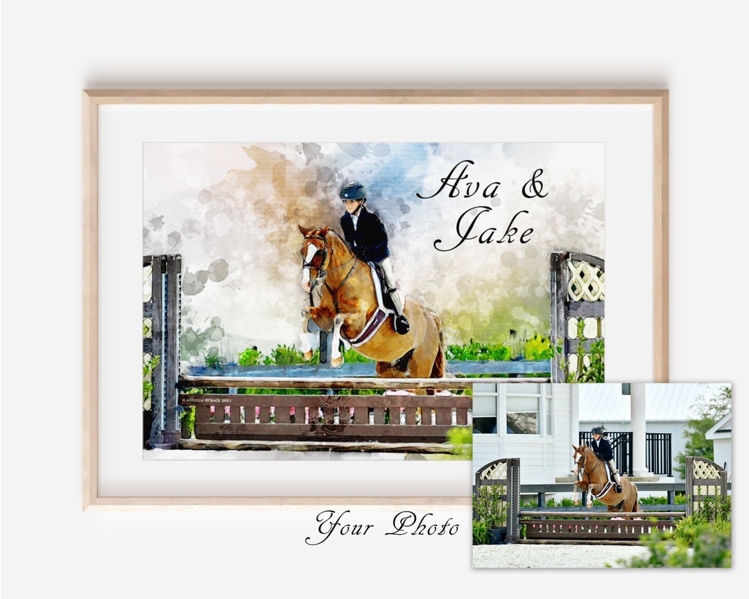 Custom Watercolor Horse Portrait: Personalized Equestrian Art (digital ...