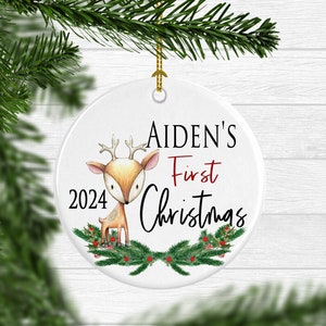 Baby Boys 1st Christmas Ornament Boy Personalized First Christmas Gift New Baby Gift Reindeer Christmas Ornament with Name Free Shipping