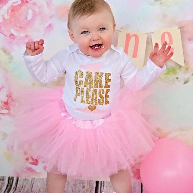 Cake Please Shirt Pink and Gold 1st 