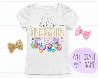 Back to School Shirt Girls Personalized First Day of School Shirt 1st Day of Kindergarten 1st Grade Shirt 2nd Grade Shirt 3rd Grade Shirt
