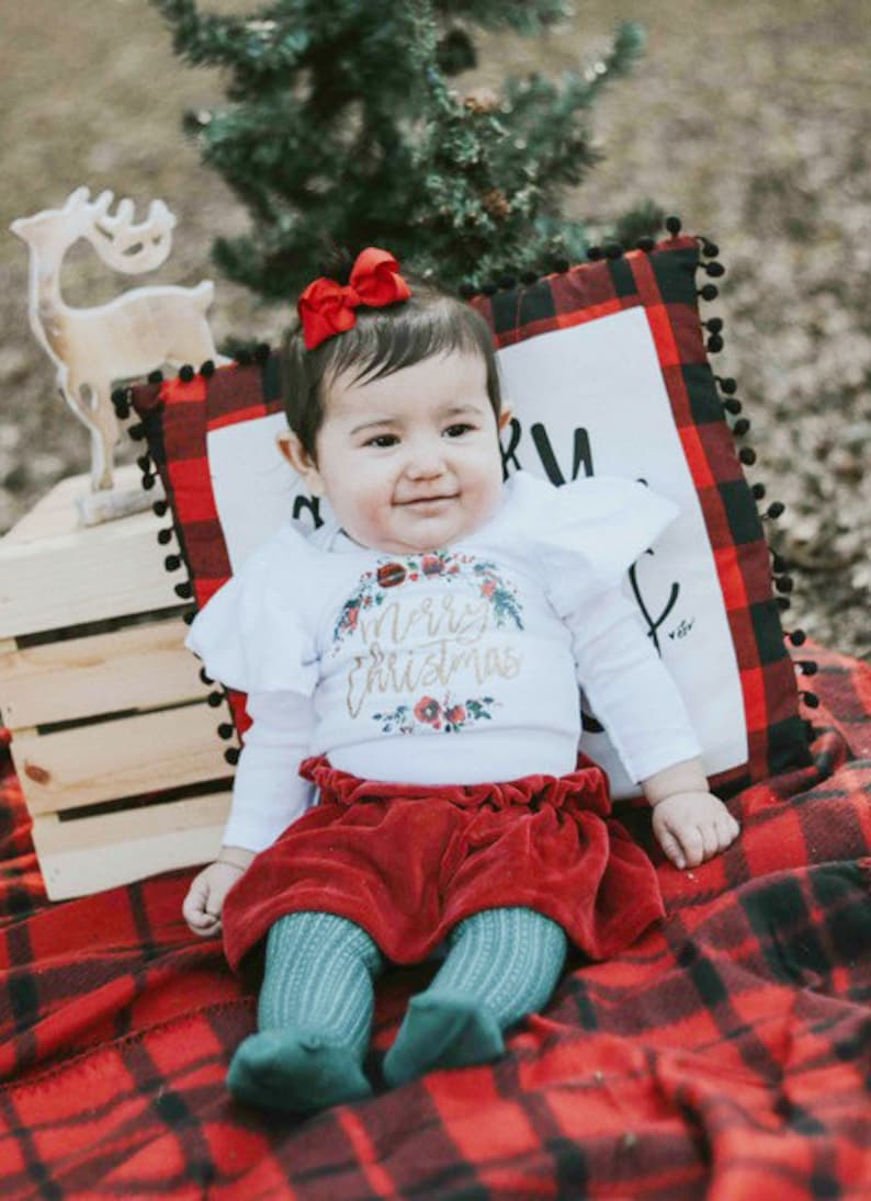 Baby Girl 1st Christmas Outfit First Christmas Dress Newborn Christmas Outfit Infant Christmas Dress 1st Christmas Dress image 2